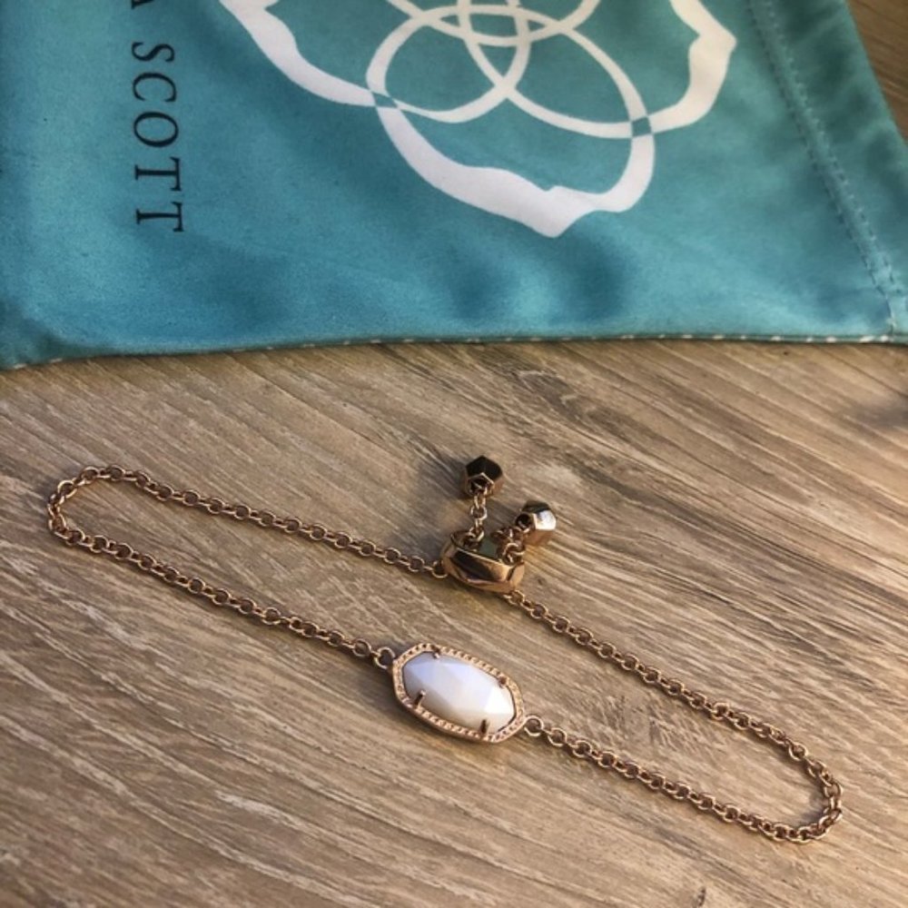 Kendra Scott Rose Gold White Elaina Chain Bracelet